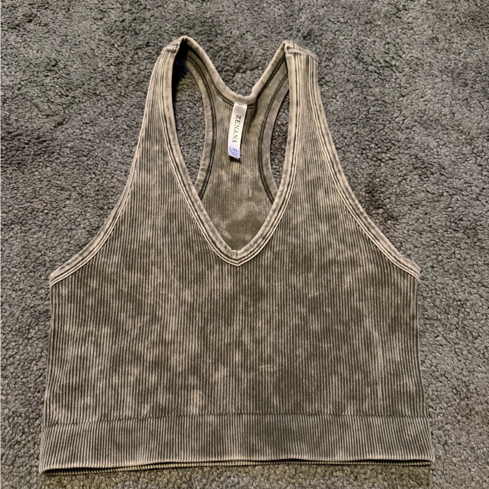Zenana Outfitters Olive Crop Top
